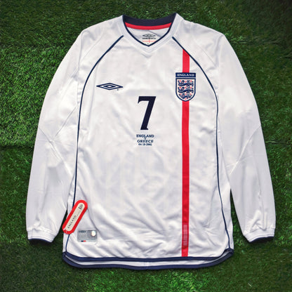 2001/03 England #7 BECKHAM Home Jersey (M) L/S