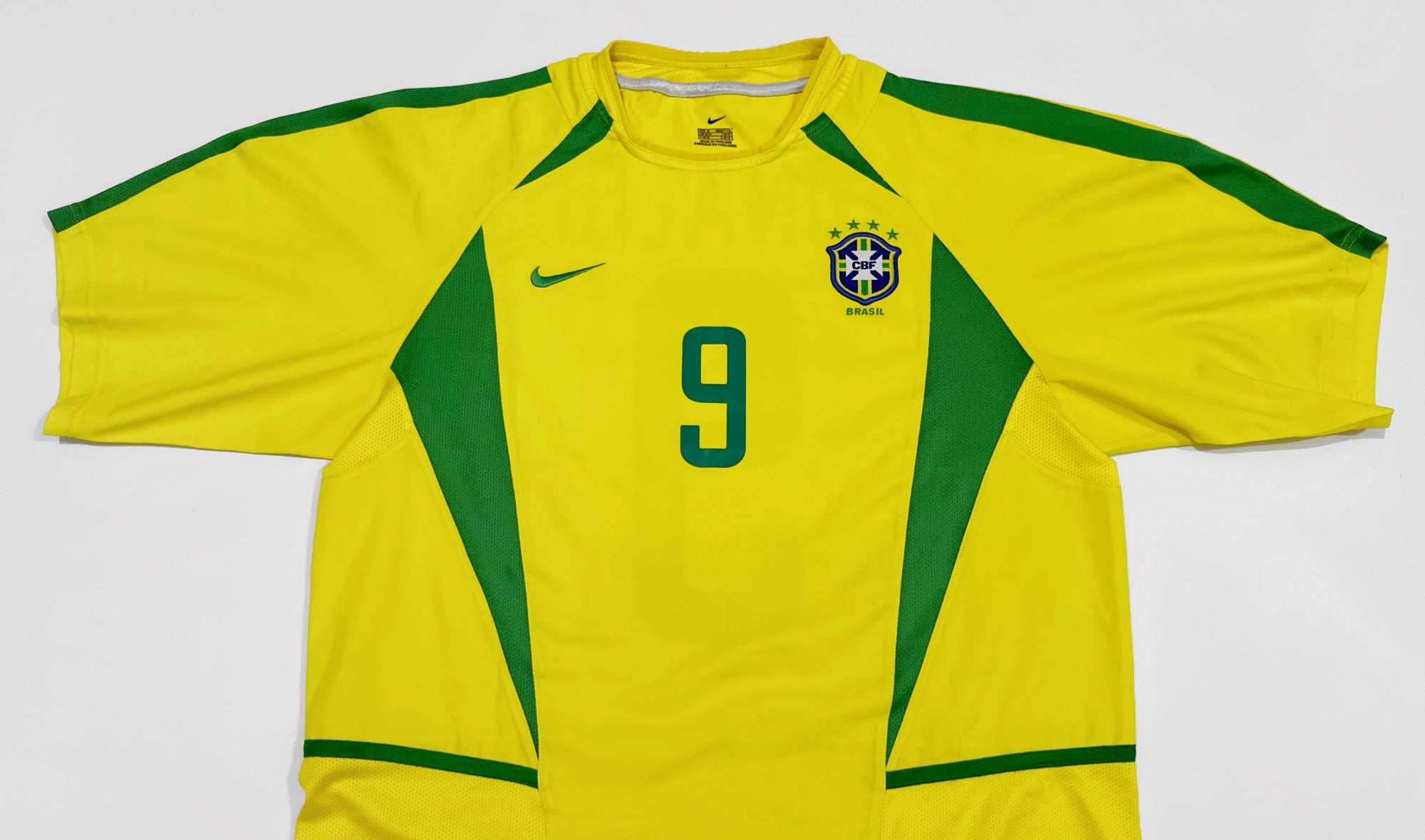 2002 Brazil #9 RONALDO Home Jersey (M)