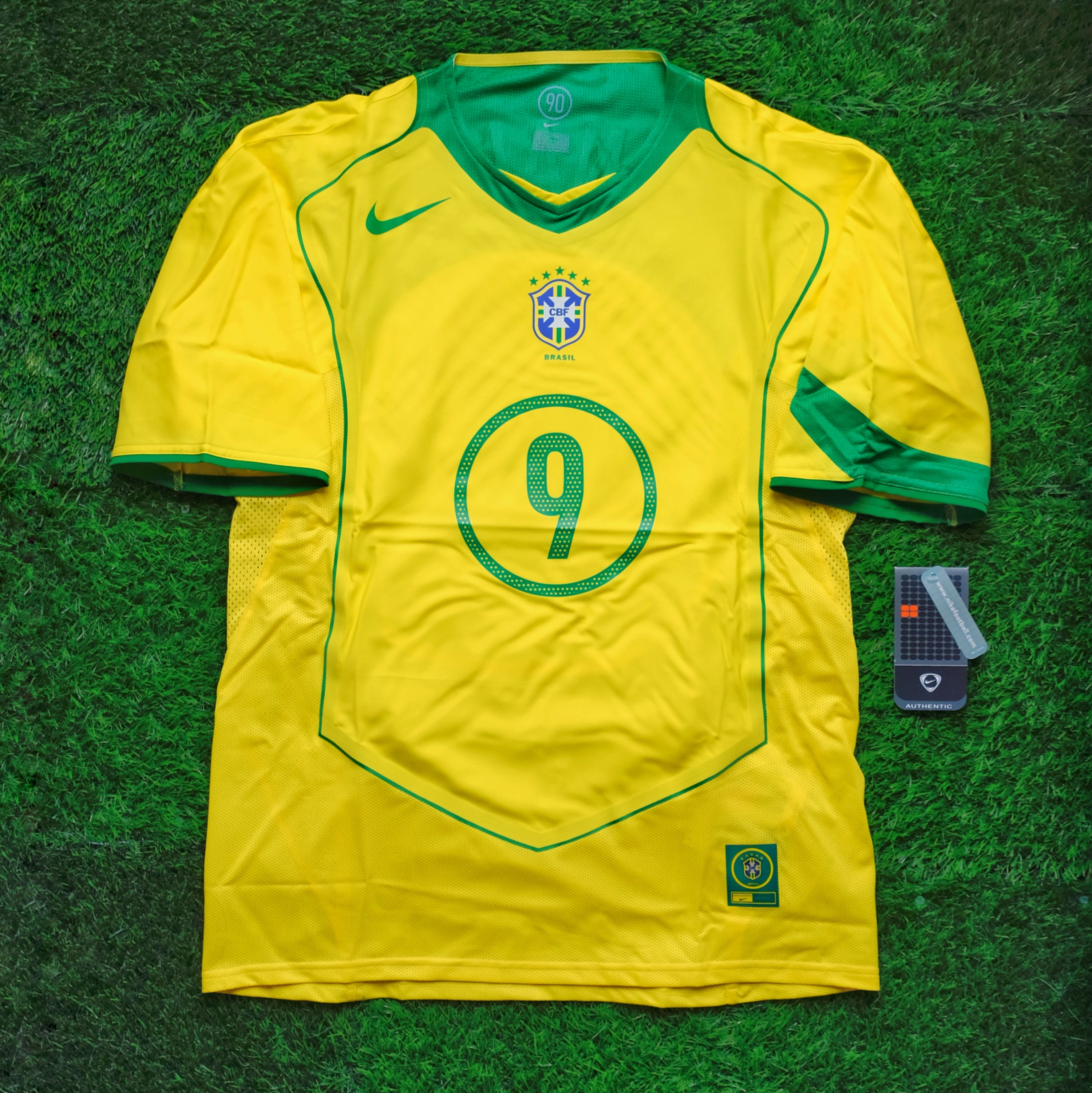 2004 Brazil #9 RONALDO Home Jersey Nike Total 90 Boxset (L)