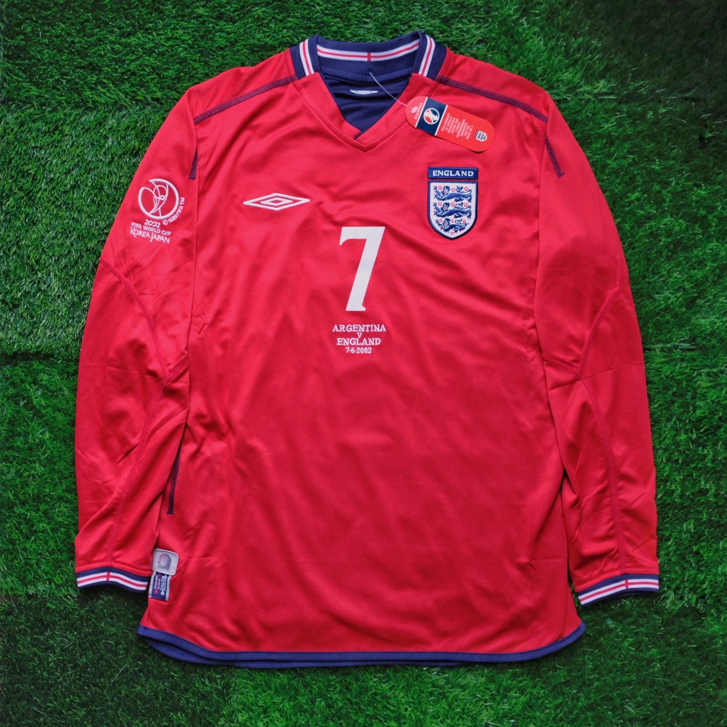 2002/04 England #7 BECKHAM Away Jersey (M) L/S