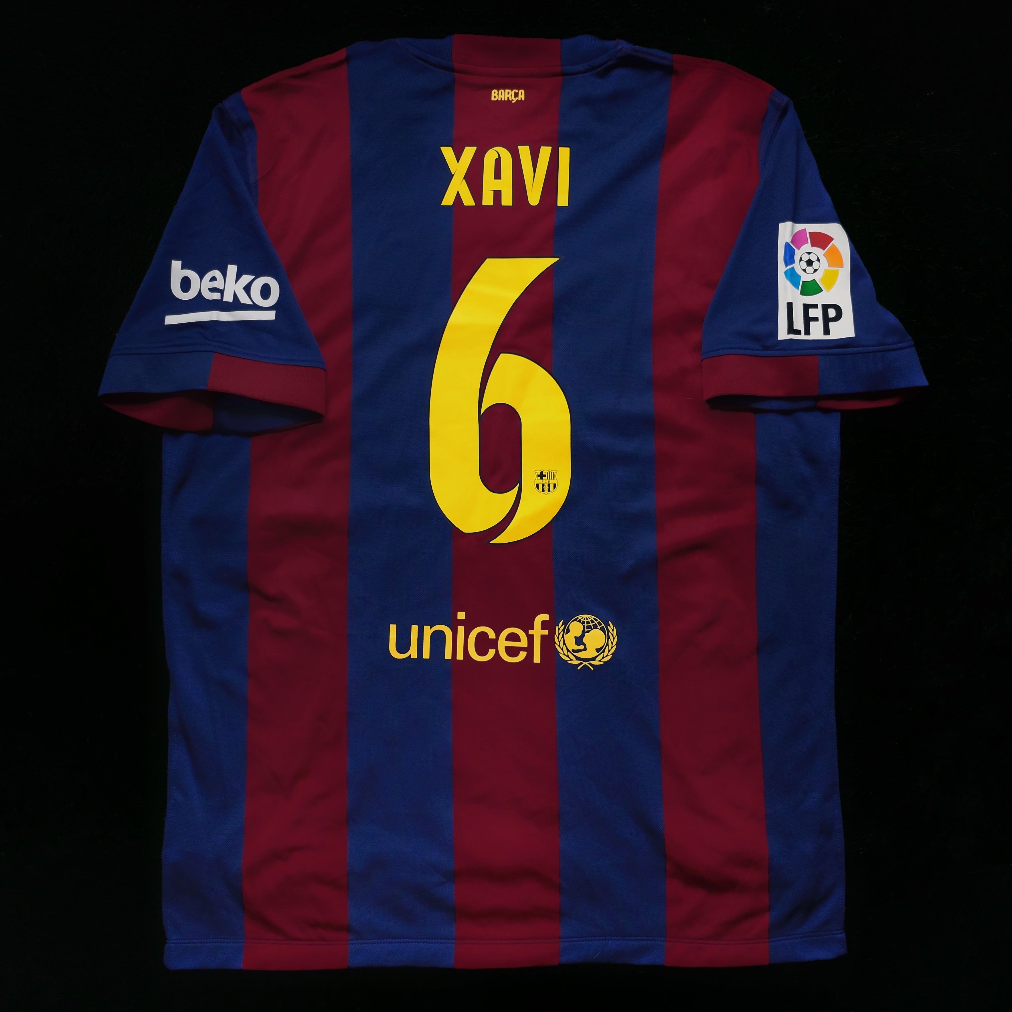 2014/15 Barcelona #6 XAVI Home Jersey (XL) – Double Kick Football