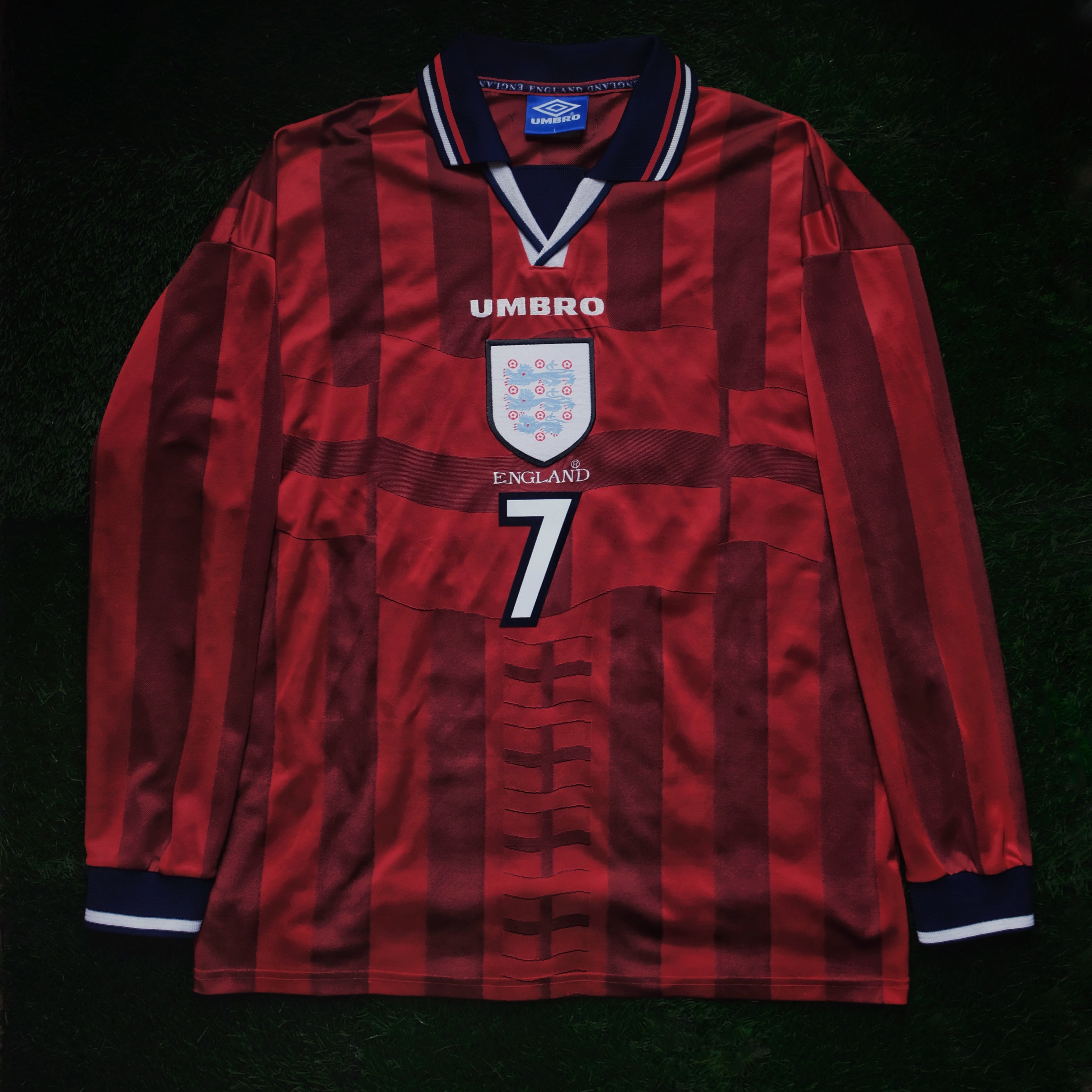 1997/99 England #7 BECKHAM Away Jersey (L) L/S – Double Kick