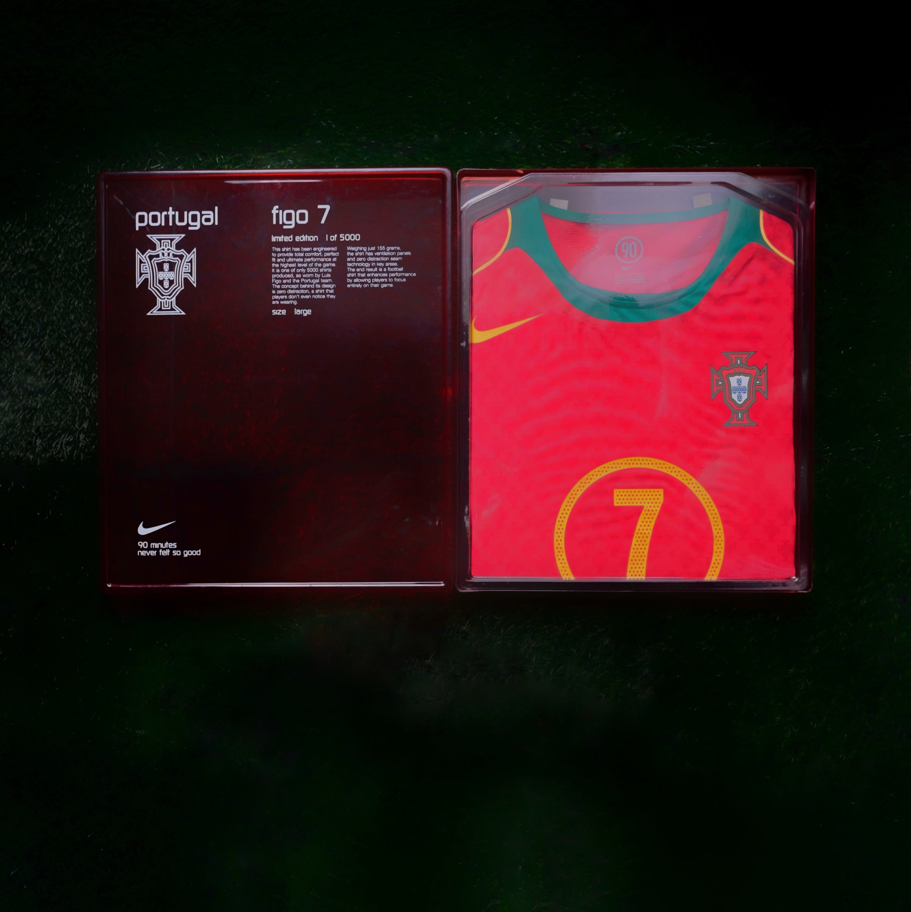 2004 Portugal #7 FIGO Home Jersey Nike Total 90 Boxset (L)