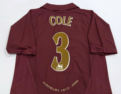 2005/06 Arsenal #3 COLE Home Jersey (S)