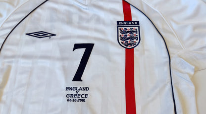 2001/03 England #7 BECKHAM Home Jersey (M) L/S