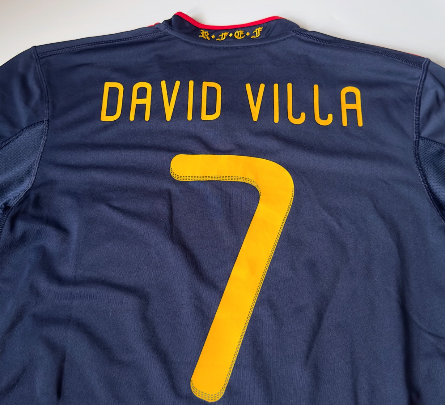 2010 Spain #7 DAVID VILLA Away Jersey (M)