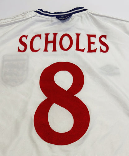 2000/01 England #8 SCHOLES Home Jersey (M)