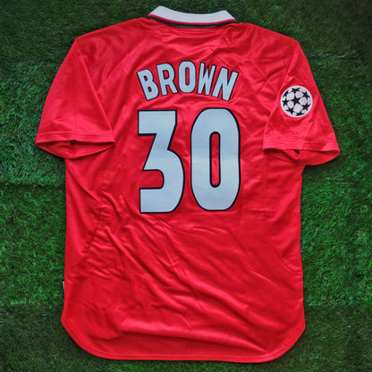 1998/99 Man Utd #30 BROWN UCL Home Jersey (XL)