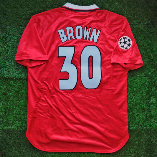 1998/99 Man Utd #30 BROWN UCL Home Jersey (XL)