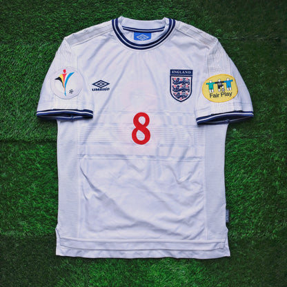 2000/01 England #8 SCHOLES Home Jersey (M)