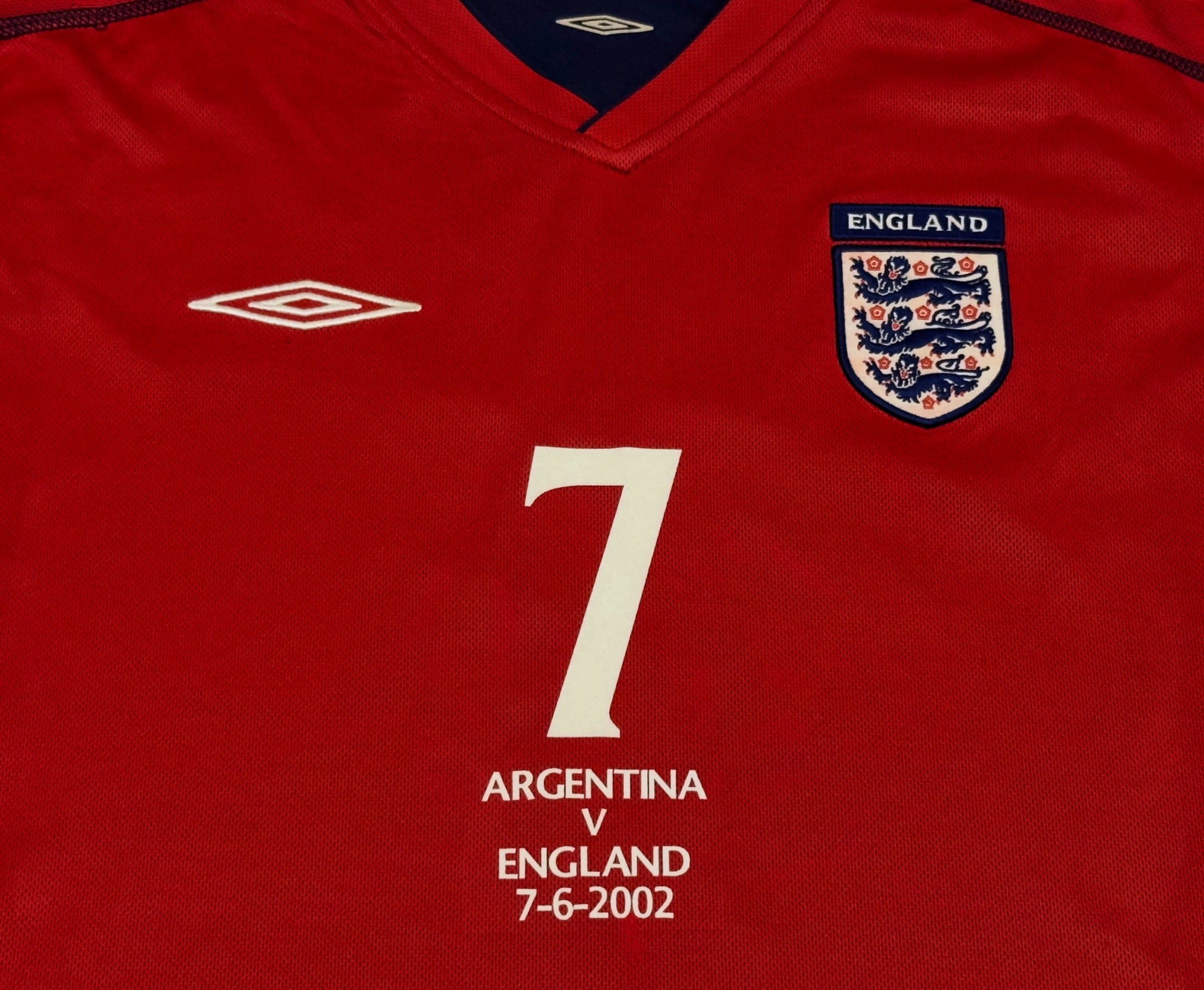 2002/04 England #7 BECKHAM Away Jersey (M) L/S