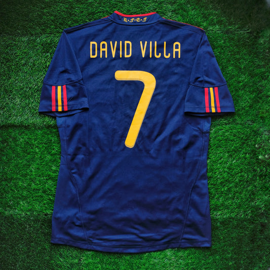 2010 Spain #7 DAVID VILLA Away Jersey (M)