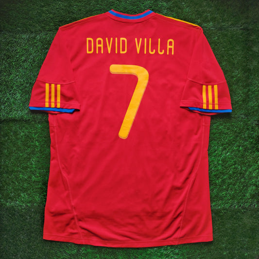 2010 Spain #7 DAVID VILLA Home Jersey (L)