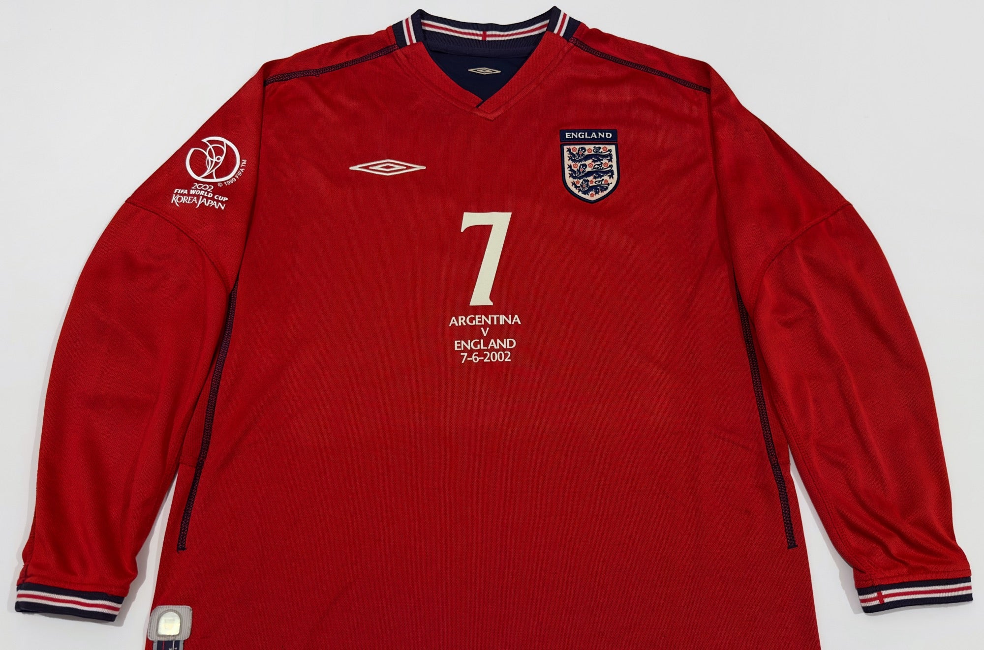 2002/04 England #7 BECKHAM Away Jersey (M) L/S