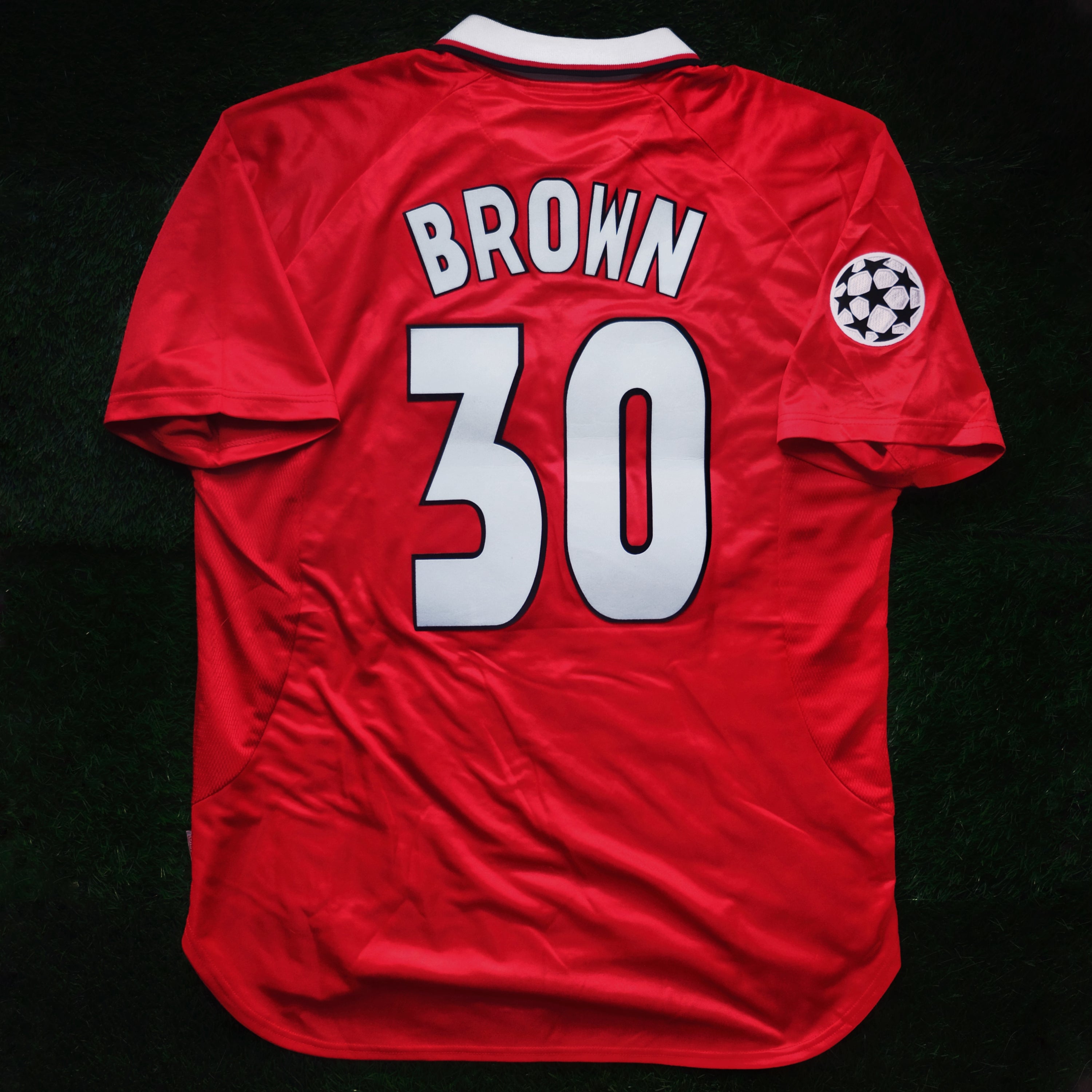 1998/99 Man Utd #30 BROWN UCL Home Jersey (XL)