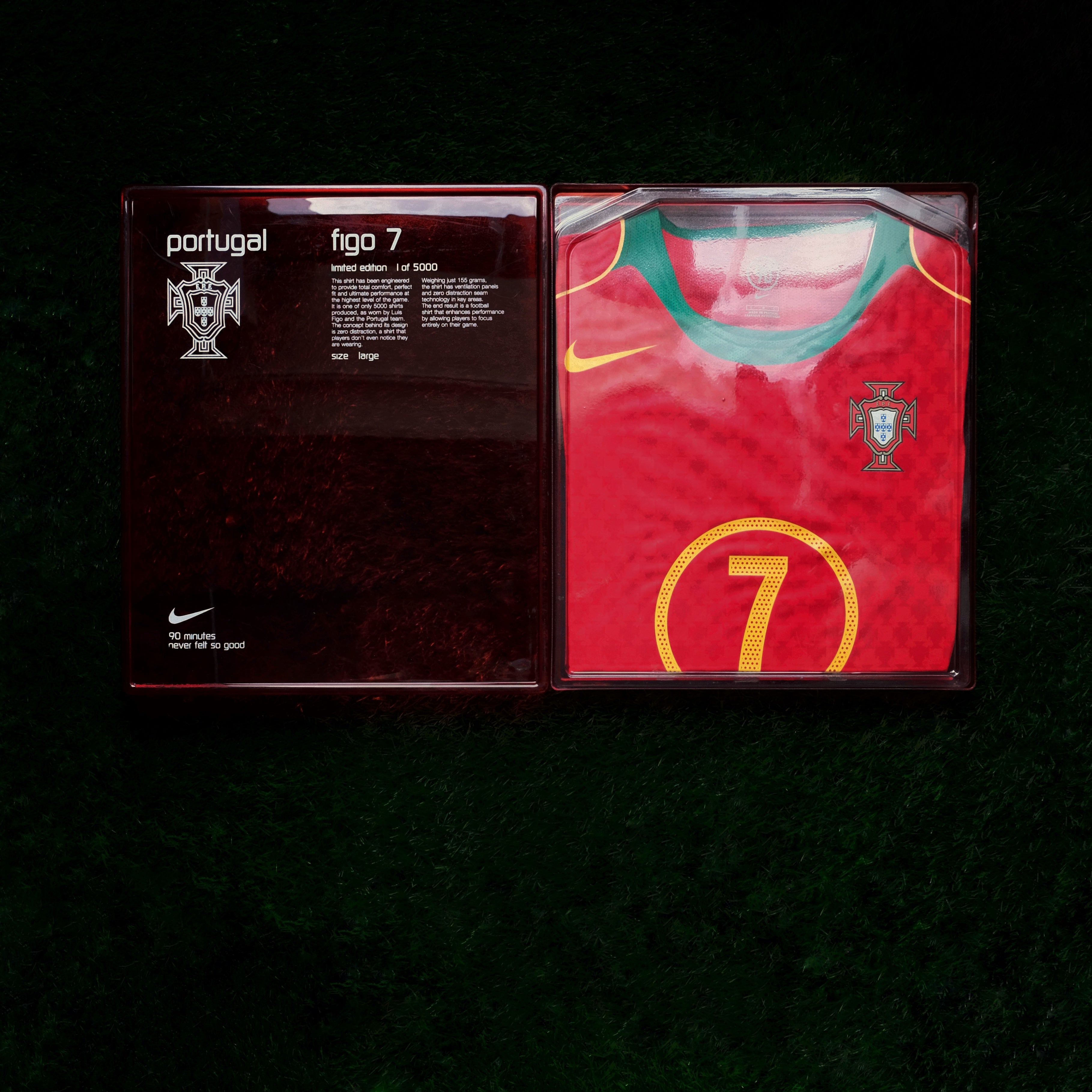 2004 Portugal #7 FIGO Home Jersey Nike Total 90 Boxset (L