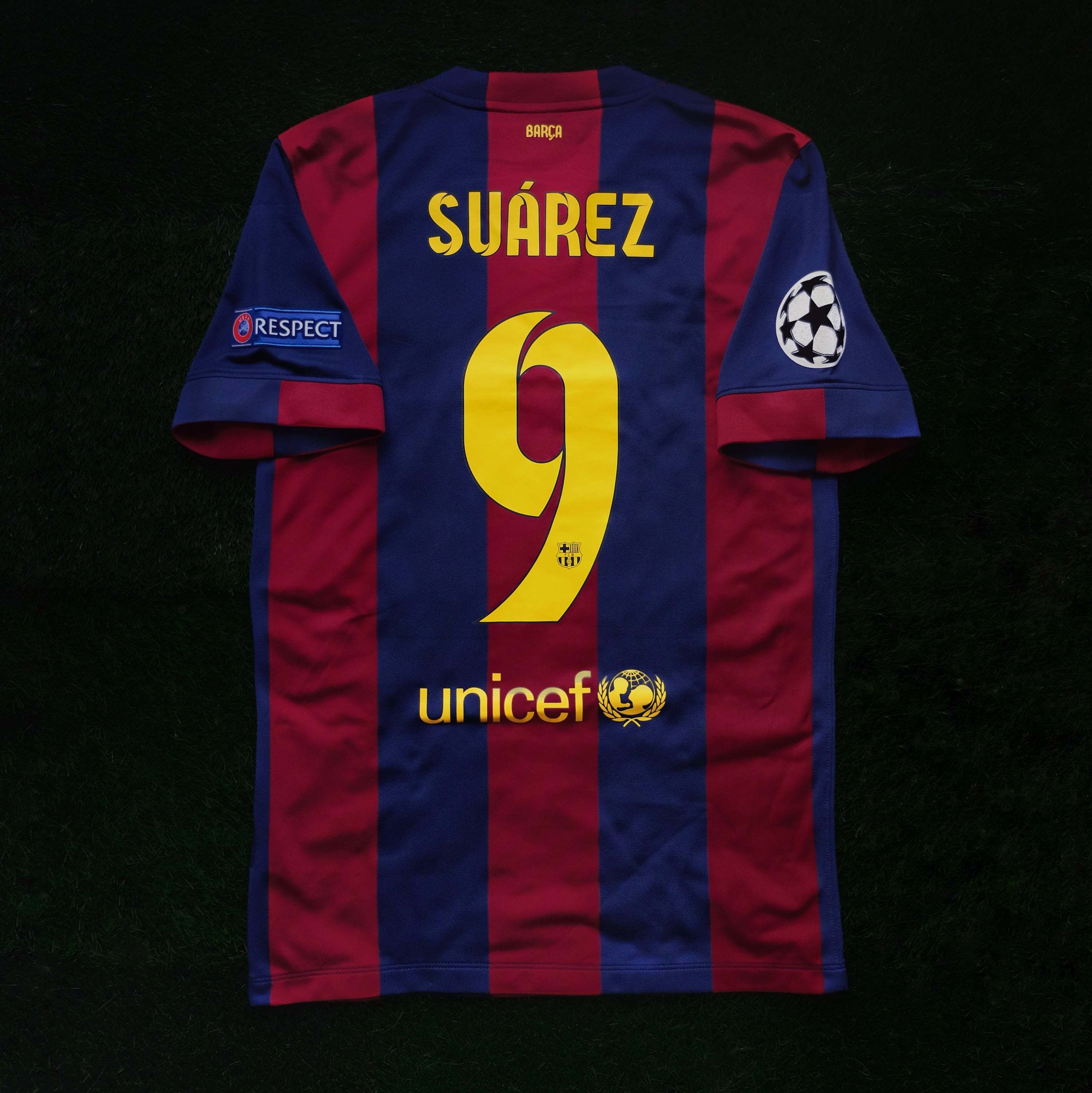 2014/15 Barcelona #9 SUAREZ Home Jersey (S) – Double Kick Football