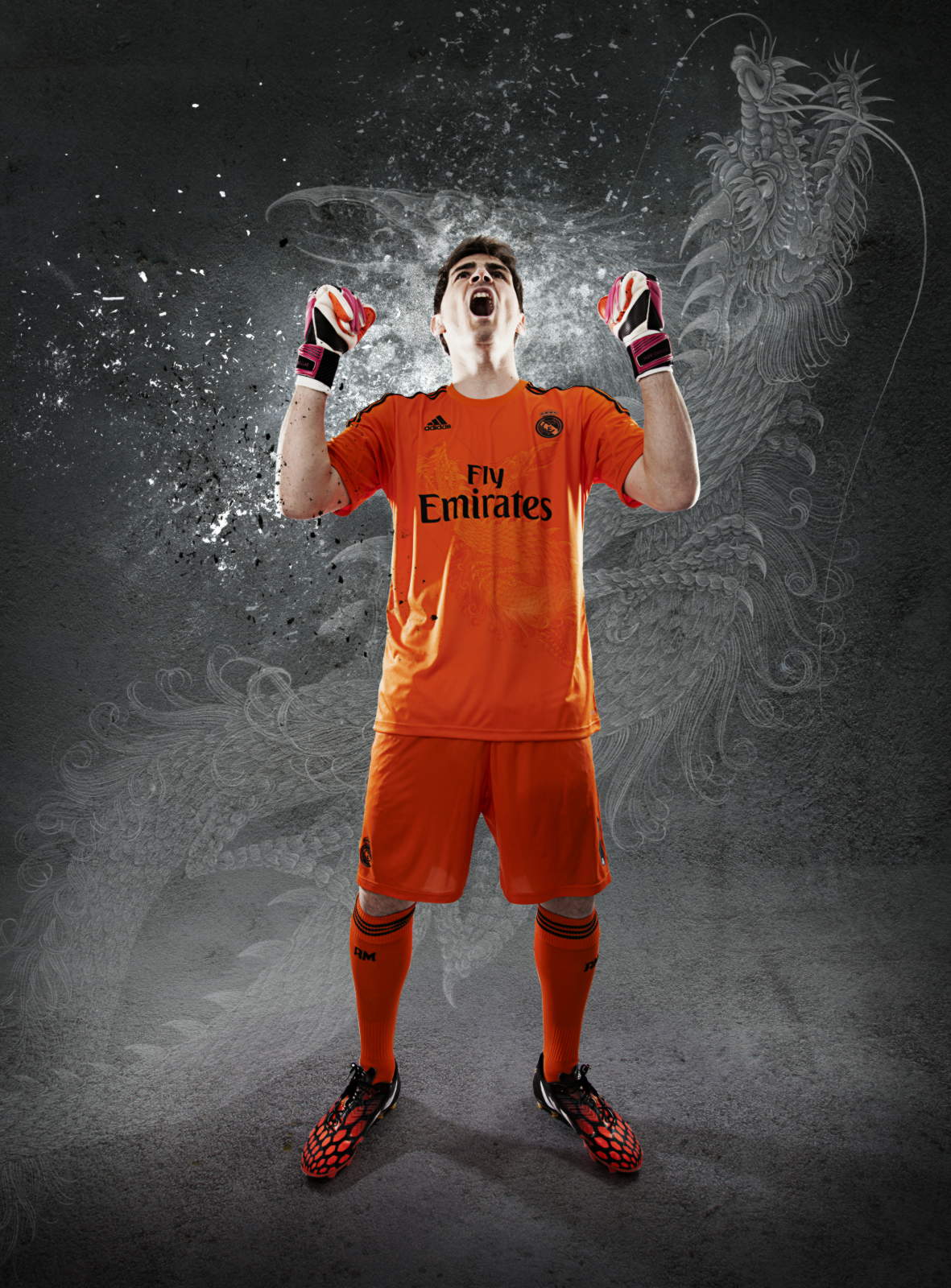 Real Madrid CASILLAS 1 シャツ オレンジ 2014-15 Real Madrid Goalkeeper Shirt #1 I. CASILLAS Signed