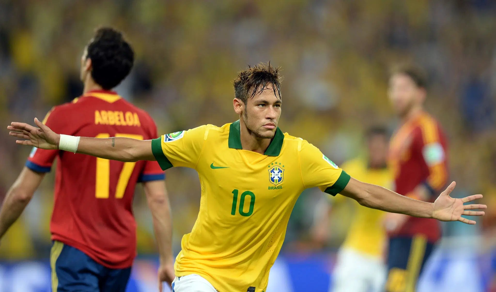 2013 Brazil #10 NEYMAR JR Home Jersey (M)