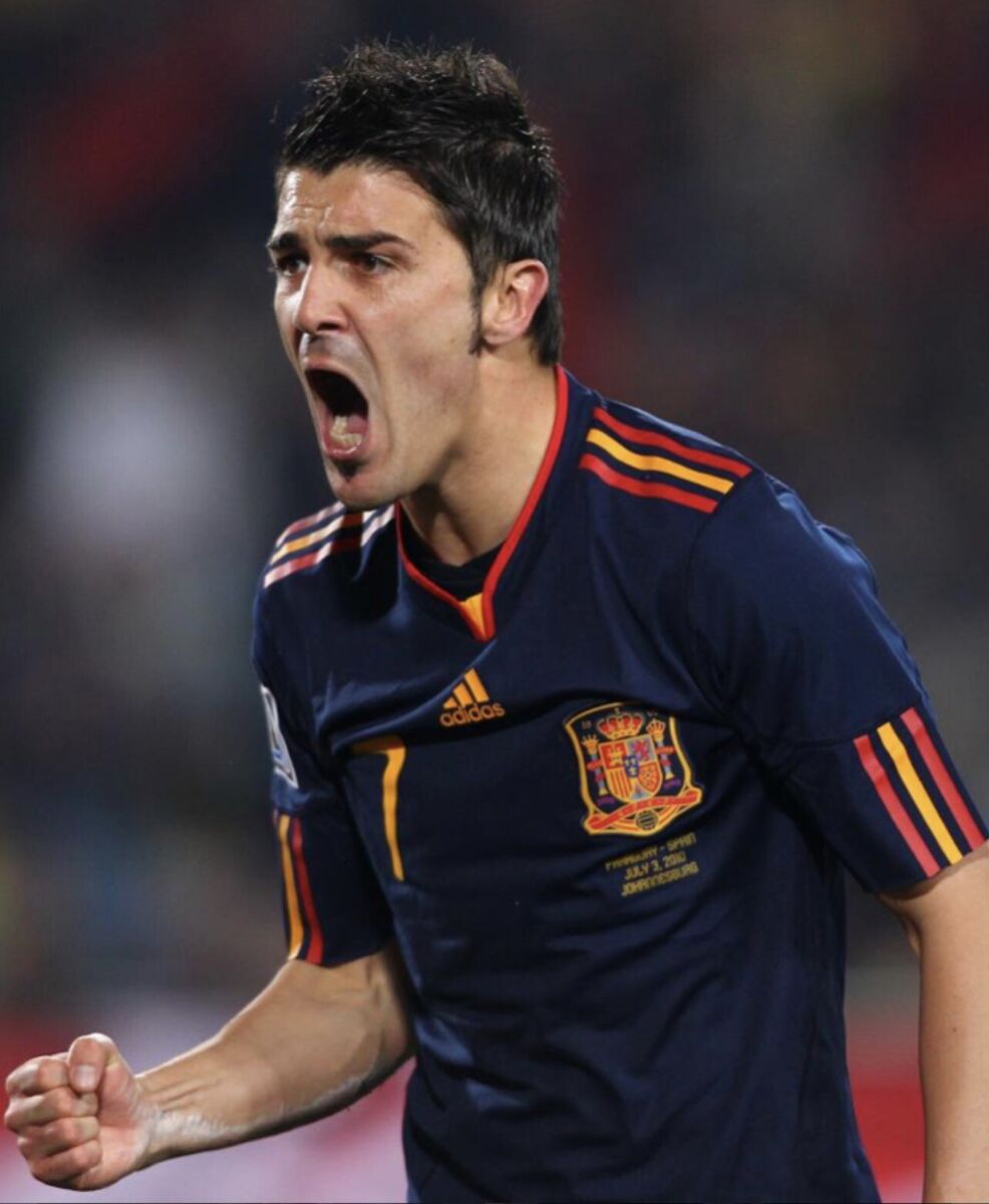 2010 Spain #7 DAVID VILLA Away Jersey (M)